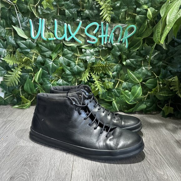 Camper Chasis Men's 12 Black Leather Lace Up Comfortable Round Toe Ankle Boots - Picture 1 of 9